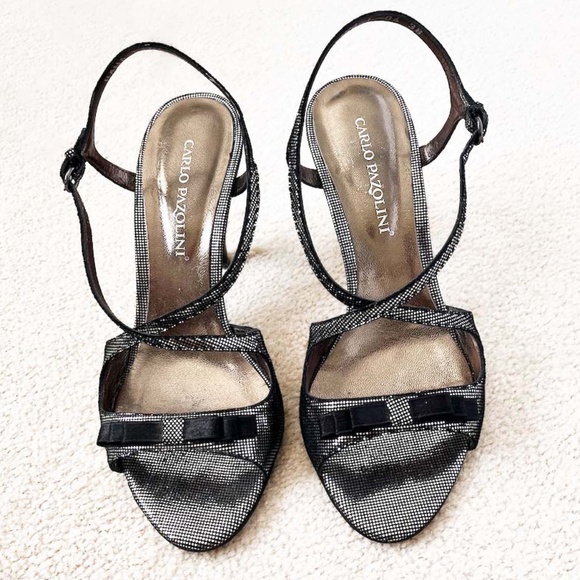 CARLO PAZOLINI Black Satin Bow Sparkle Sandals - Picture 9 of 9